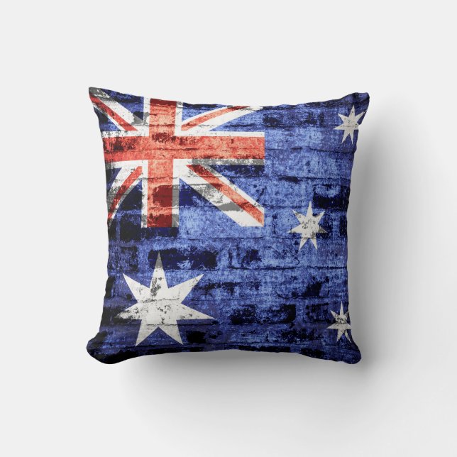 Australia Flag Vintage Throw Pillow (Front)