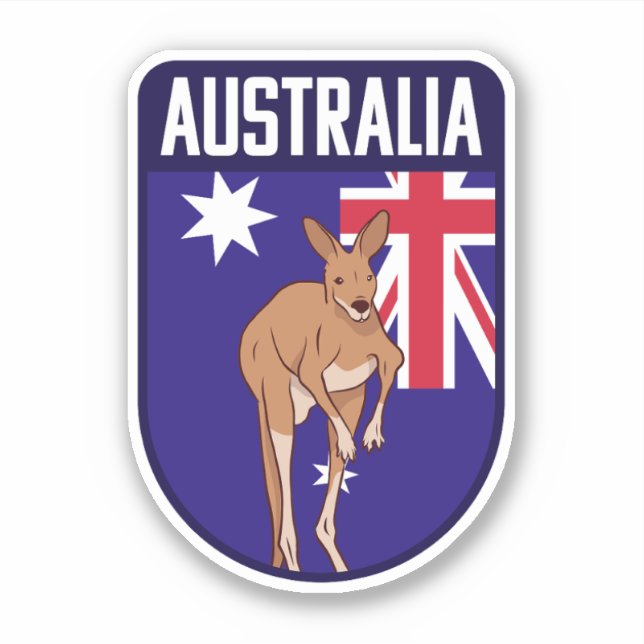 Australia Flag with Kangaroo - Australia Travel Sticker (Front)