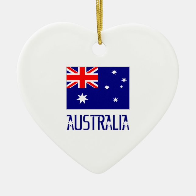 Australia Flag & Word Ceramic Ornament (Front)