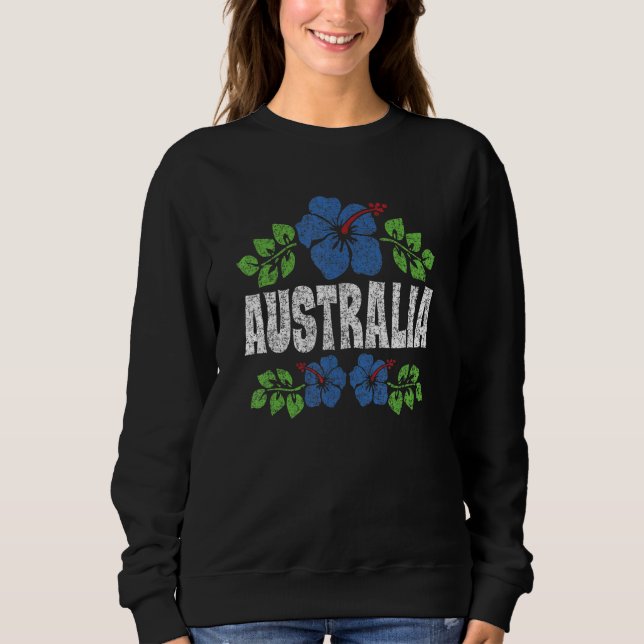 Australia Flowers Distressed Color Print Sweatshirt (Front)