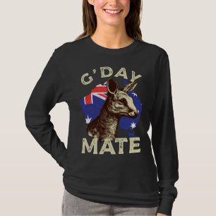 Australia G day Mate Kangaroo Aussie Australian Fl T-Shirt