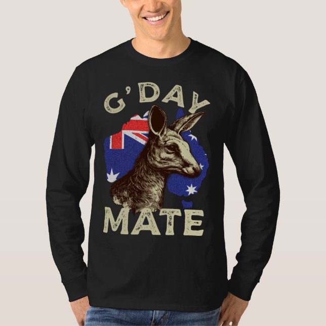 Australia G day Mate Kangaroo Aussie Australian Fl T-Shirt (Front)