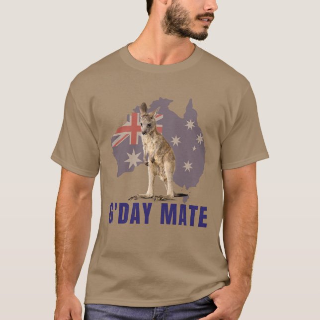 Australia Gday Day Mate Funny Kangaroo Australian  T-Shirt (Front)