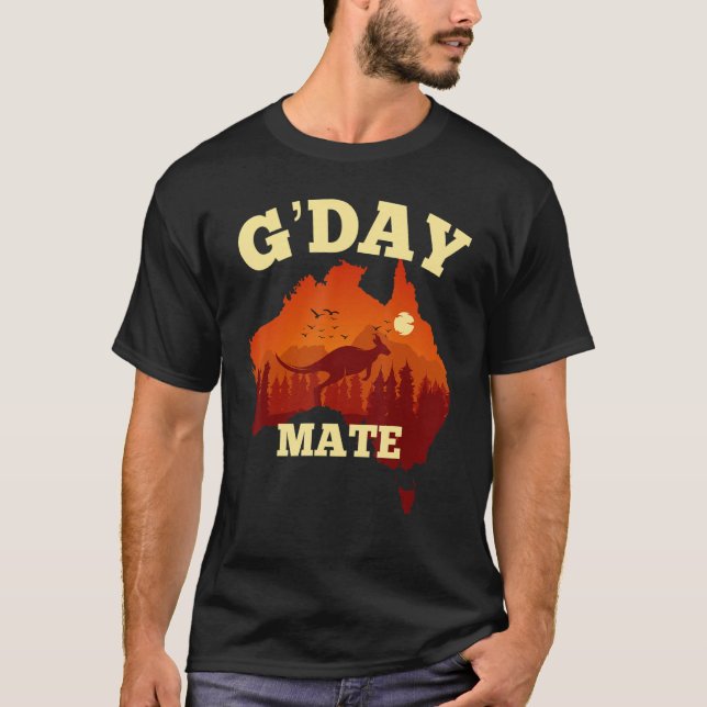 Australia G'Day Mate   Australian Flag Aussie Map T-Shirt (Front)