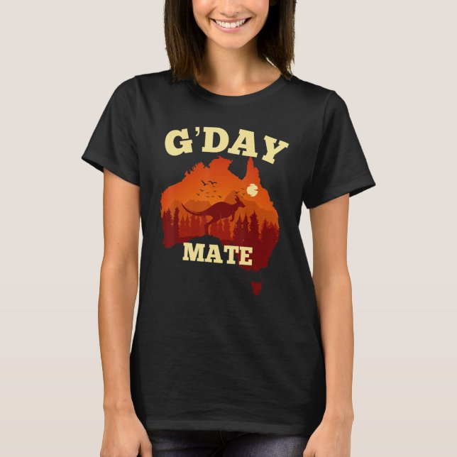 Australia G'Day Mate   Australian Flag Aussie Map T-Shirt (Front)