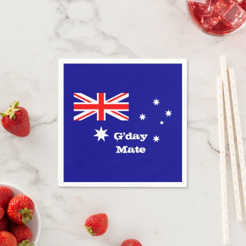 Australia Gday Mate  Australian Flag  party Napkins