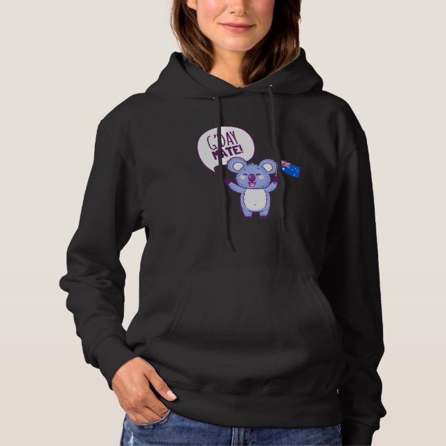 Australia Gday Mate  Funny Aussie Koala Holiday Hoodie (Front)