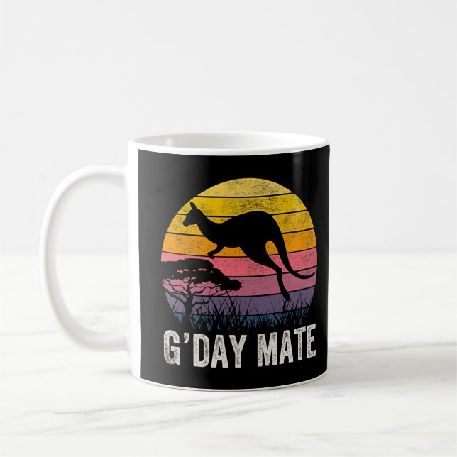 Australia G'day Mate Funny Kangaroo Australian Sym Coffee Mug (Left)