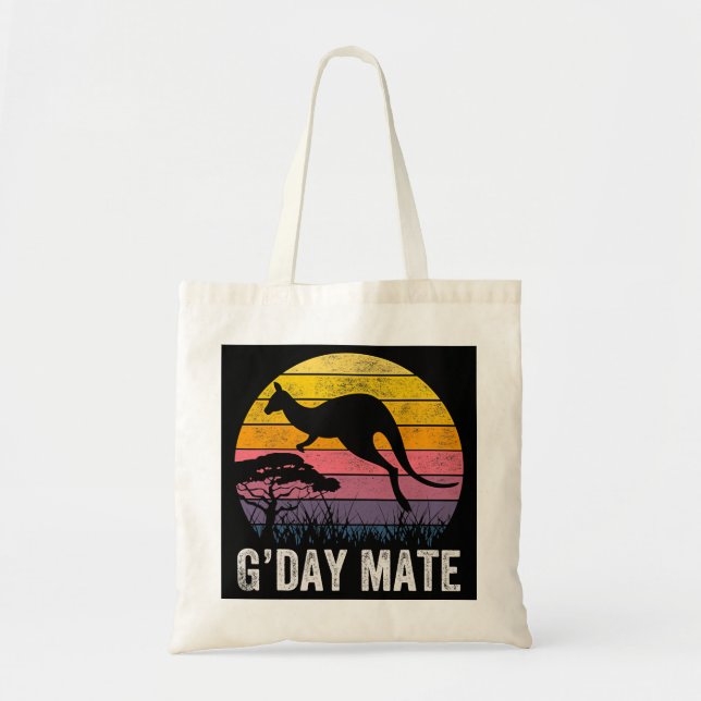 Australia G'day Mate Funny Kangaroo Australian Sym Tote Bag (Front)