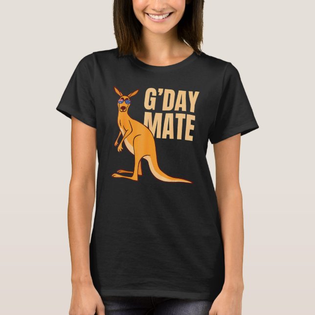 Australia G'day Mate  Kangaroo Australian Symbol T-Shirt (Front)