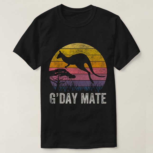 Australia G'Day Mate Shirt Funny Kangaroo Australi (Design Front)