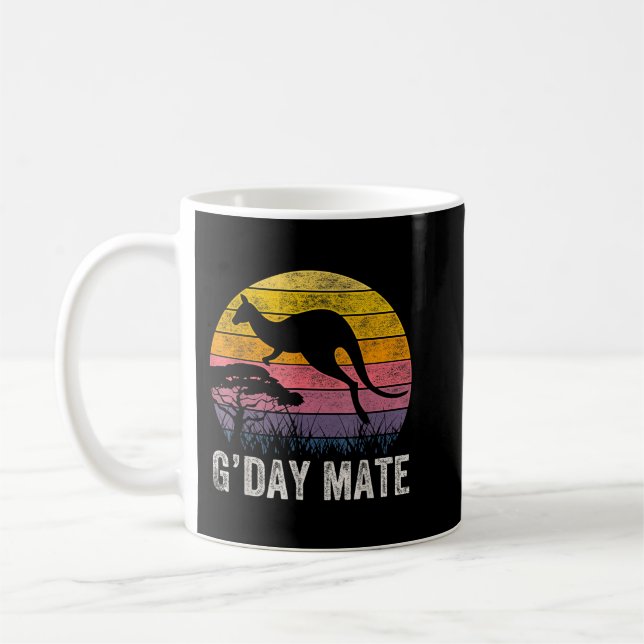 Australia G'Day Mate Shirt Funny Kangaroo Australi Coffee Mug (Left)
