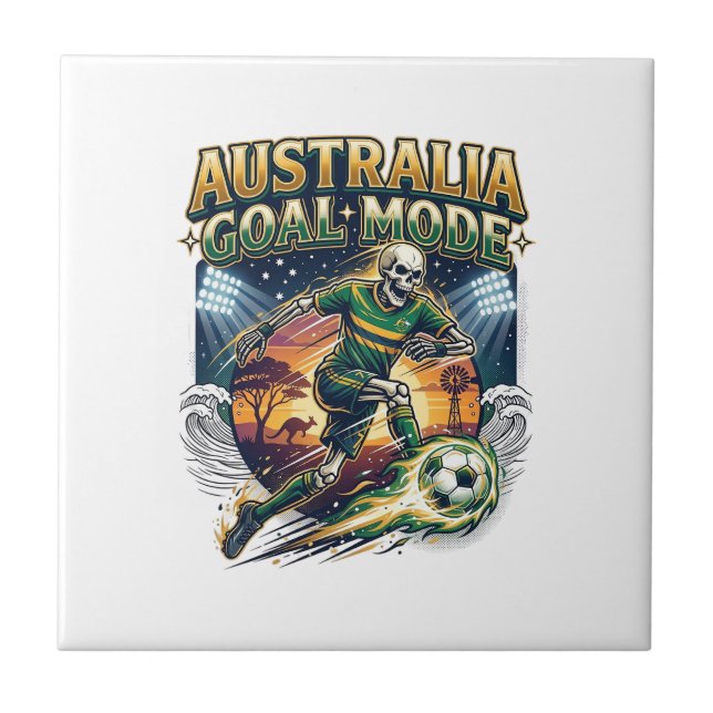 Australia Goal Mode Skeleton Striker Nations Stree Ceramic Tile (Front)