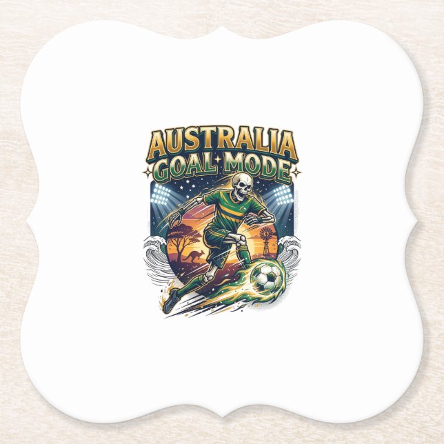 Australia Goal Mode Skeleton Striker Nations Stree Paper Coaster (Front)