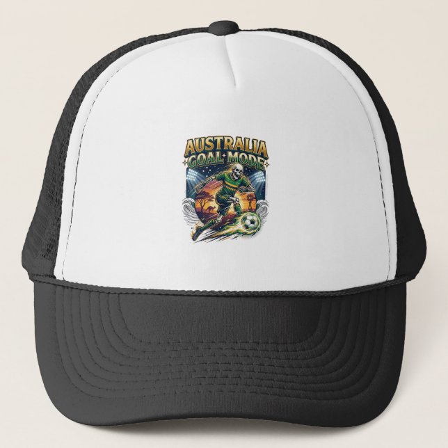 Australia Goal Mode Skeleton Striker Nations Stree Trucker Hat (Front)