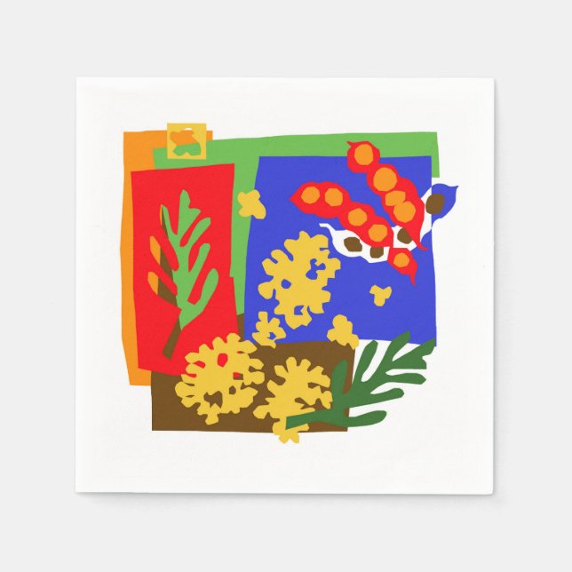 Australia - Golden WATTLE & seed pods Napkins (Front)