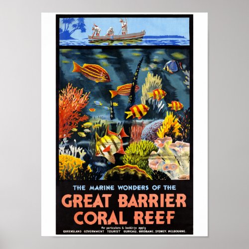 Australia Great Barrier Coral Reef Vintage Poster
