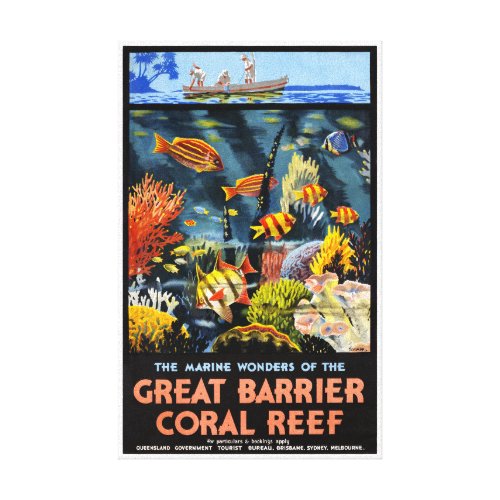 Australia Great Barrier Coral Reef Vintage Poster Canvas Print