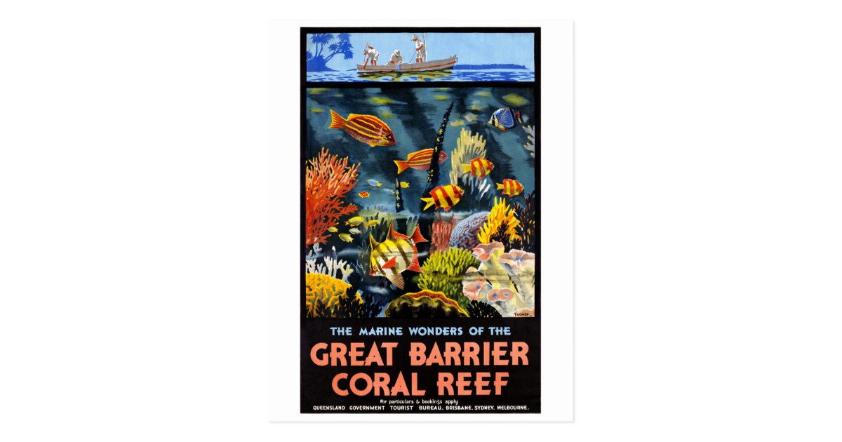 Australia Great Barrier Coral Reef Vintage Poster Postcard | Zazzle.com