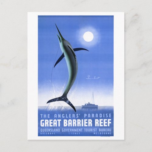 Australia Great Barrier Coral Reef Vintage Poster Postcard
