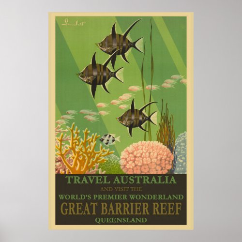 Australia Great Barrier Reef Vintage Travel Poster