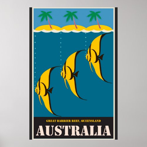 Australia Great Barrier Reef Vintage Travel Poster
