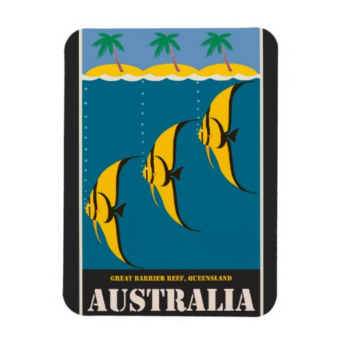 Australia Great Barrier Reef Vintage Travel Poster Magnet