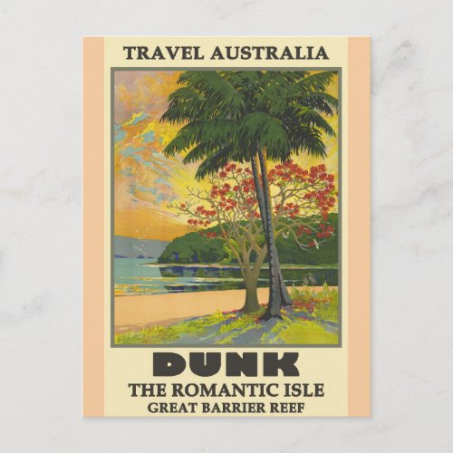Australia Great Barrier Reef Vintage Travel Poster Postcard