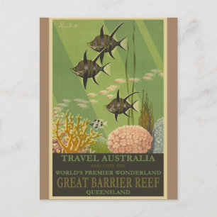 Australia Great Barrier Reef Vintage Travel Poster Postcard
