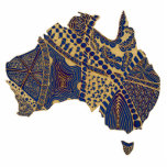 Australia Hand Drawn Decorative Doodle Map Cutout<br><div class="desc">This beautiful decorative map of Australia was hand drawn in pen and ink in a inspired" style of doodling or drawing. It is filled with intricate details and repeated designs, then shaded and digitally colored. Customize this design by adding or changing the text and background color for a completely unique...</div>
