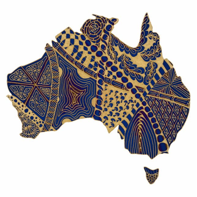 Australia Hand Drawn Decorative Doodle Map Cutout (Front)