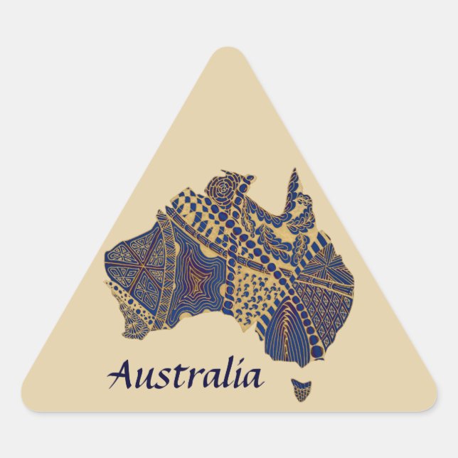 Australia Hand Drawn Decorative Doodle Map Triangle Sticker (Front)