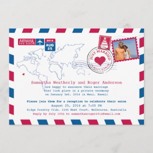 Australia/Hawaii Air Mail Post Reception Invitation