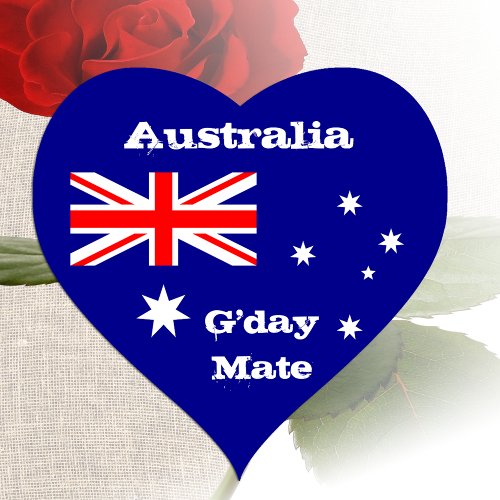 Australia Heart Australian Flag Gday Mate Heart Sticker
