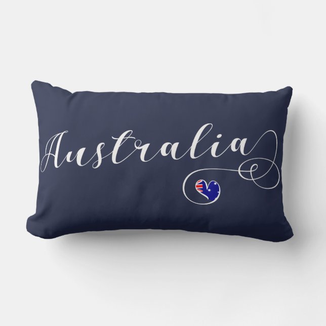 Australia Heart Throw Cushion, Australian Lumbar Pillow (Front)