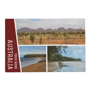 Australia Highlight Modern Dark Red Photo Collage  Placemat