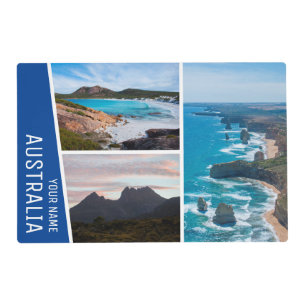 Australia Highlights Modern Blue Photo Collage Placemat