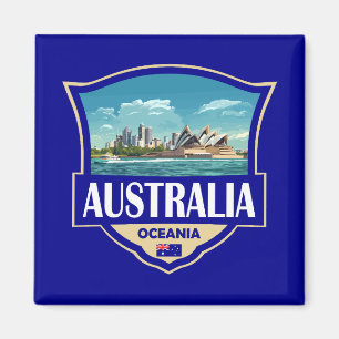 Australia Illustration Retro Badge Magnet