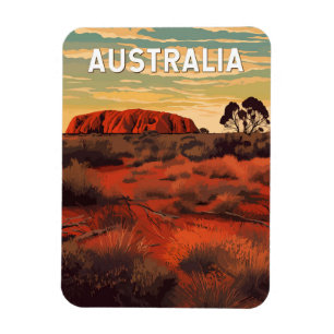 Australia Illustration Travel Art Vintage Magnet