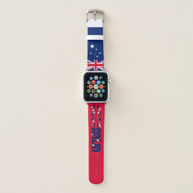 Australia Inscription Flag Union Jack Commonwealth Apple Watch Band (Front)