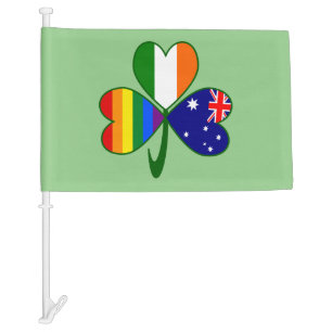 Australia Ireland Gay Pride Shamrock Car Flag