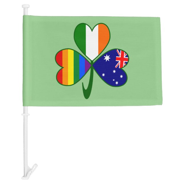 Australia Ireland Gay Pride Shamrock Car Flag (Front)