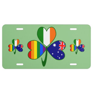 Australia Ireland Gay Pride Shamrock License Plate