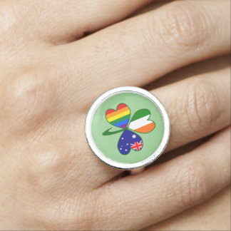 Australia Ireland Gay Pride Shamrock Ring
