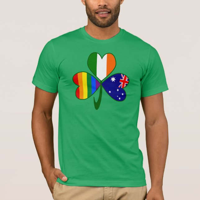 Australia Ireland Gay Pride Shamrock T-Shirt (Front)
