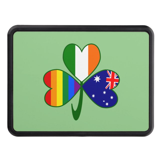 Australia Ireland Gay Pride Shamrock Trailer Hitch Cover (Front)