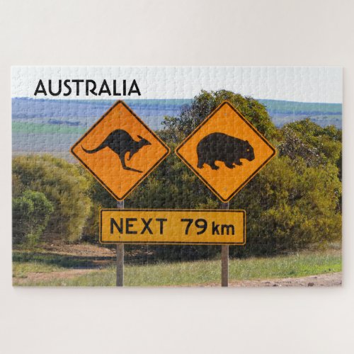 Australia Kangaroo and wombat road signs Jigsaw Puzzle