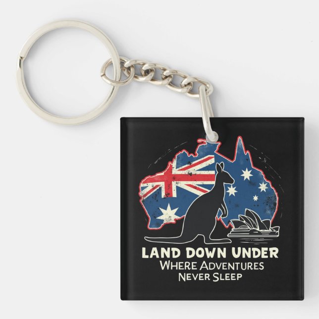 Australia Kangaroo Aussies Land Down Under  Keychain (Front)