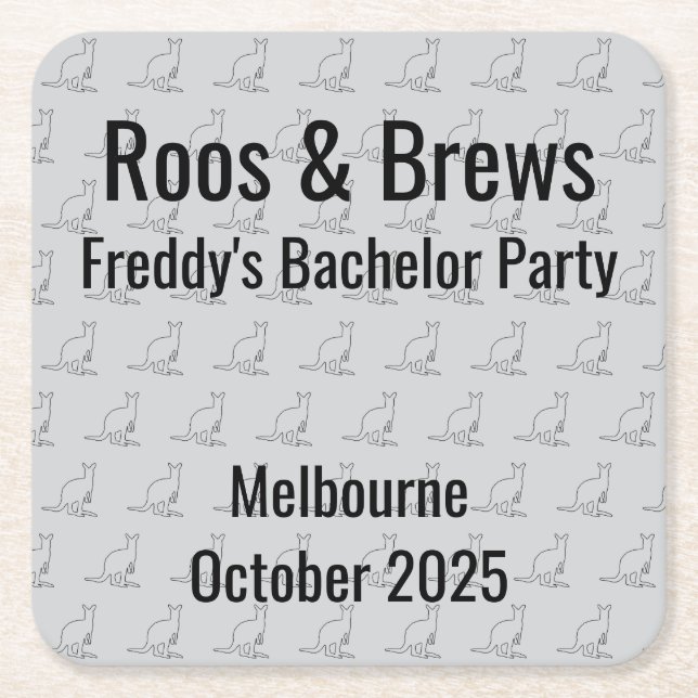 Australia Kangaroo Bachelor Party Coasters (Front)