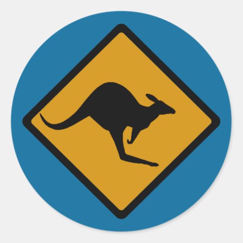 Australia Kangaroo Crossing Sign Classic Round Sticker